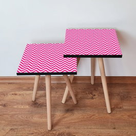 Hanah Home Juego de Mesas Nido de 2 Piezas Fucsia y Blanco